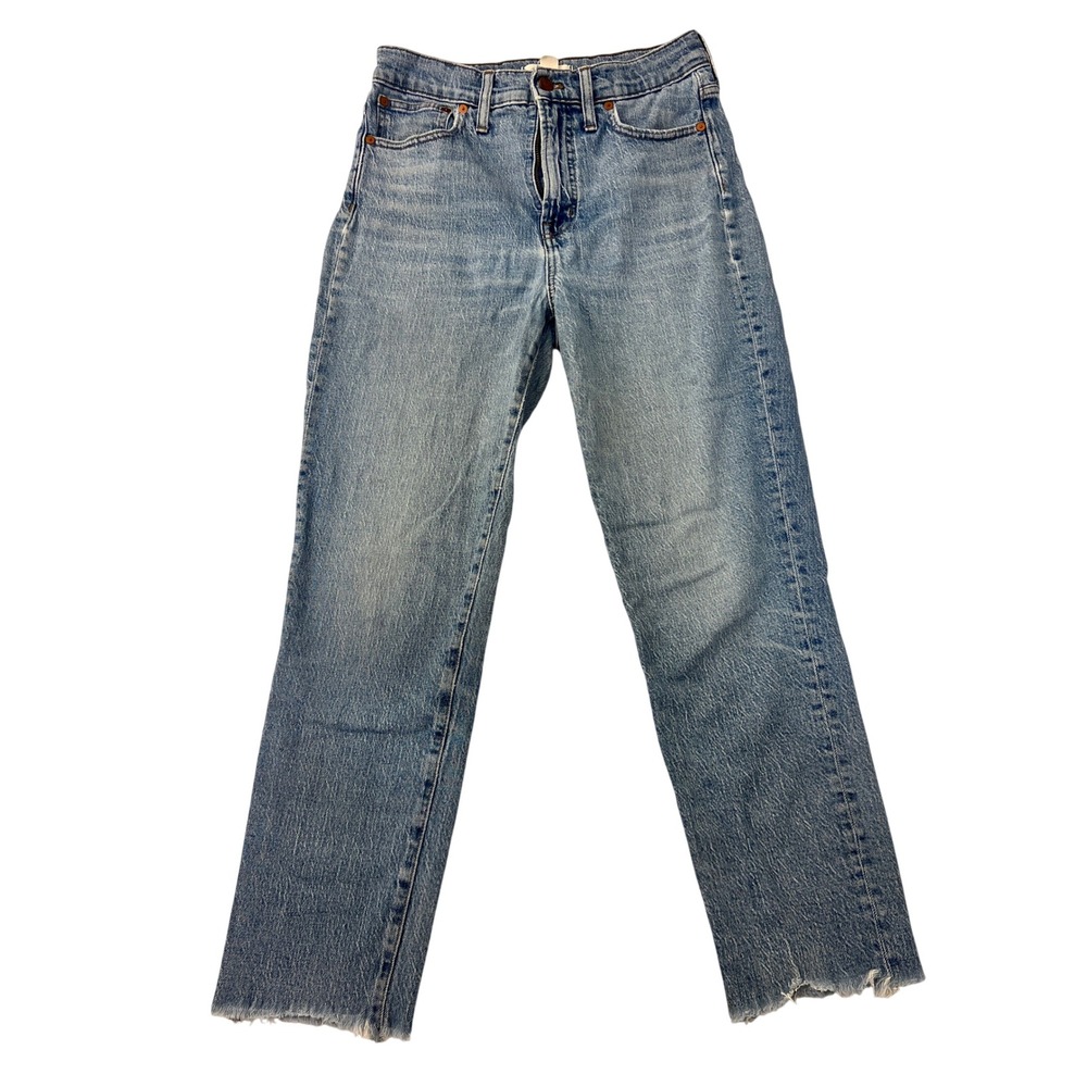 Madewell The Perfect Vintage Crop Jean Light Wash Raw Hem Size 28 High Rise